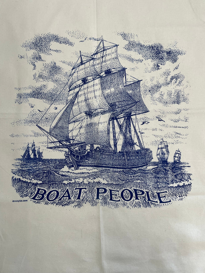 Boat people tea towel
