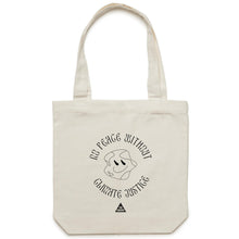 Load image into Gallery viewer, No Peace Without Climate Justice Canvas Tote Bag